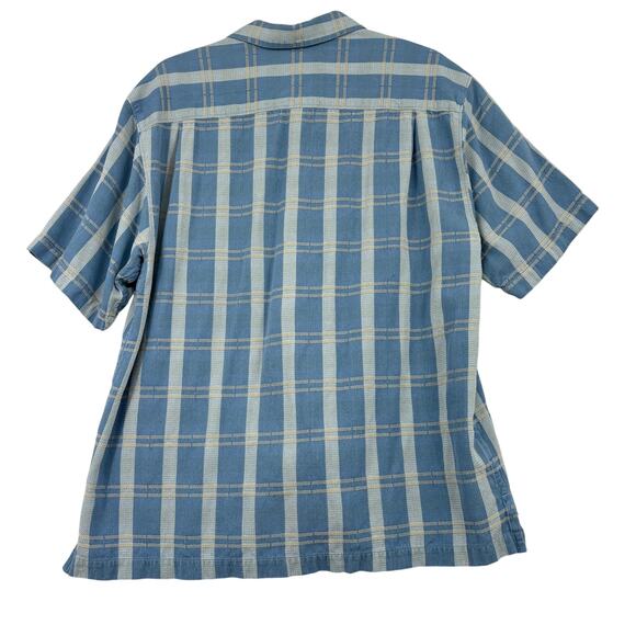 Tommy Bahama Shirt Mens L Blue Plaid Silk Cotton Blend Button Up Short Sleeve - Picture 5 of 10